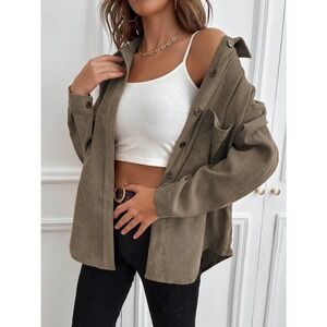Solid Button Up shirt Corduroy mocha